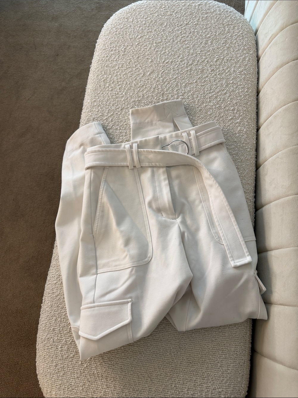 Express Cream Utility Cargo Pants with D-Ring Belt